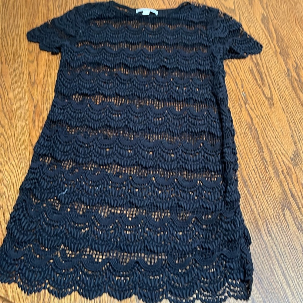 Michael Kors Black Crochet Swim Coverup‎
